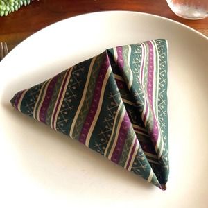 Purple Green Holiday Vintage Print 13inch square cotton napkin